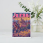 ジャイプールインドヴィンテージアートトラベルイラストレーション ポストカード (スタンド正面)