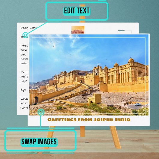 ジャイプール・インドのアマーフォート ポストカード