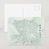 ジャイプール インド 都市地図 ミニマル デザイン ポストカード (正面/裏面)