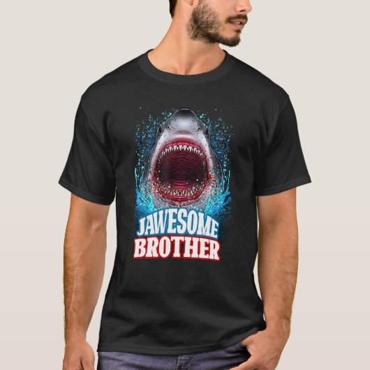 ジャウエソムブラザー兄弟姉妹素晴らしホワイトシャーク動物 Tシャツ (正面)