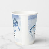ジャウソメ素晴らしホワイシャーク誕生日水彩画 紙コップ (右)