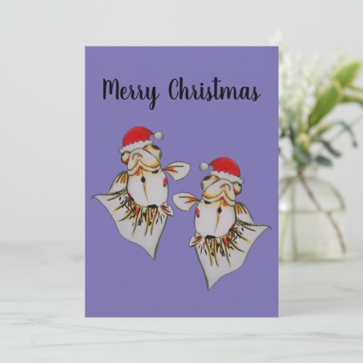 ジャウンティサンタハット金魚クリスマスカード 招待状 (スタンド正面)