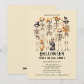 ジャウンティスケルトンファミリーポートレートハローウィンパーティ 招待状 (正面/裏面)