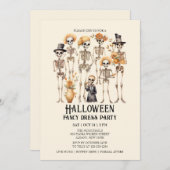 ジャウンティスケルトンファミリーポートレートハローウィンパーティ 招待状 (正面/裏面)