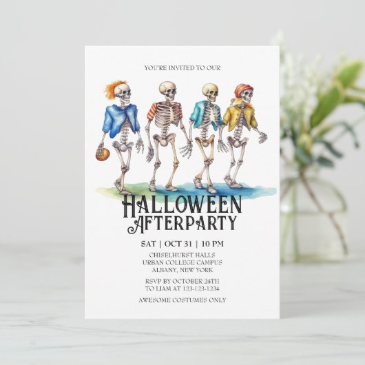 ジャウンティスケルトン10代の若者サッカーハローウィンパーティ 招待状 (スタンド正面)