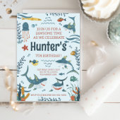 ジャオソームシャークをテーマにした誕生日招待状任意の年齢 招待状