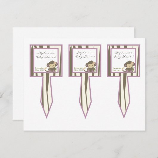 ジャカナの女の子ジャングル動物園の動物を選ぶ3カップケーキ インビテーションポストカード (正面/裏面)