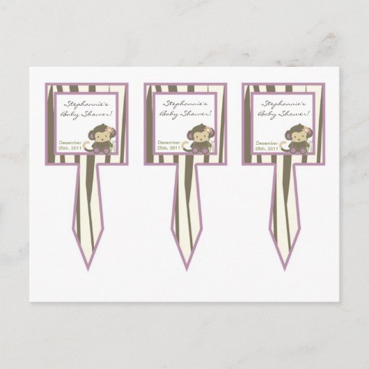 ジャカナの女の子ジャングル動物園の動物を選ぶ3カップケーキ インビテーションポストカード (正面)