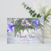 ジャカランダの花とユリの花束の感謝カード サンキューカード (スタンド正面)