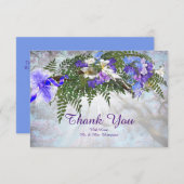 ジャカランダの花とユリの花束の感謝カード サンキューカード (正面/裏面)