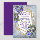 ジャカランダの花とユリの花束パーティー 招待状 (正面/裏面)