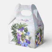 ジャカランダの花とユリの花束 ギフトボックス フェイバーボックス (正面サイド)