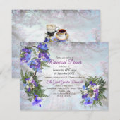ジャカランダの花とユリの花束 テーマ 招待状 (正面/裏面)