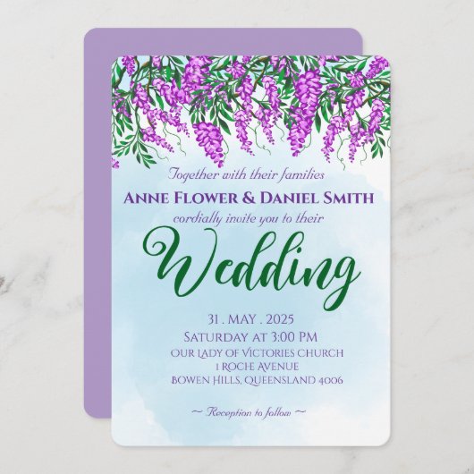 ジャカランダスカイブルー結婚ズ 招待状 (正面/裏面)