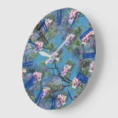 ジャカランダ春開花繰り返しパターン ラージ壁時計 (傾斜)