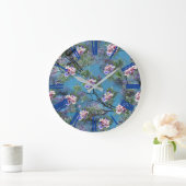 ジャカランダ春開花繰り返しパターン ラージ壁時計 (ホーム)