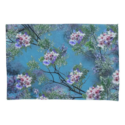 ジャカランダ春開花繰り返しパターン 枕カバー (正面)