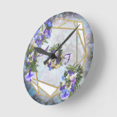 ジャカランダ開花&リリーブーケ ラウンド壁時計 (傾斜)