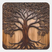 ジャカランダ・ツリー木彫り スクエアシール (正面)