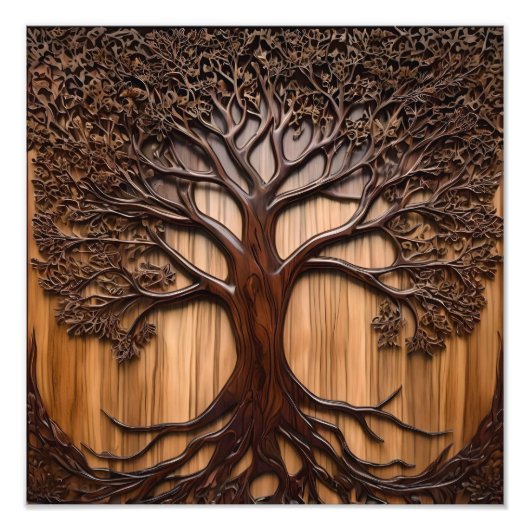 ジャカランダ・ツリー木彫り フォトプリント            (正面)