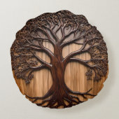 ジャカランダ・ツリー木彫り ラウンドクッション (裏面)