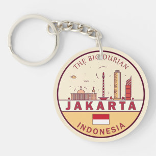 ジャカルタインドネシアシティスカイラインエンブレム キーホルダー