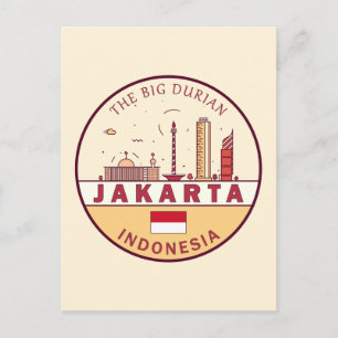 ジャカルタインドネシアシティスカイラインエンブレム ポストカード