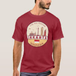 ジャカルタインドネシアシティスカイラインエンブレム Tシャツ<br><div class="desc">ジャカルタのミニマルなカラフルアートデザインは、インドネシアの街のモニュメントとランドマークをフィーチャー。</div>