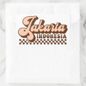 ジャカルタインドネシアレトロブラウン文字 長方形シール (バッグ)