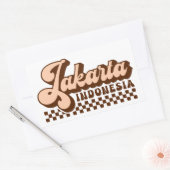 ジャカルタインドネシアレトロブラウン文字 長方形シール (封筒)