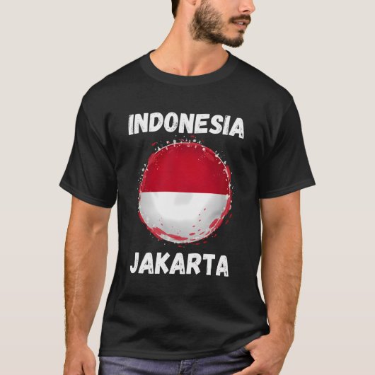 ジャカルタインドネシアヴィンテージインドネシア国旗の土産 Tシャツ (正面)