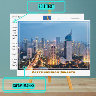 ジャカルタインドネシアCity & Skyline モダン ポストカード