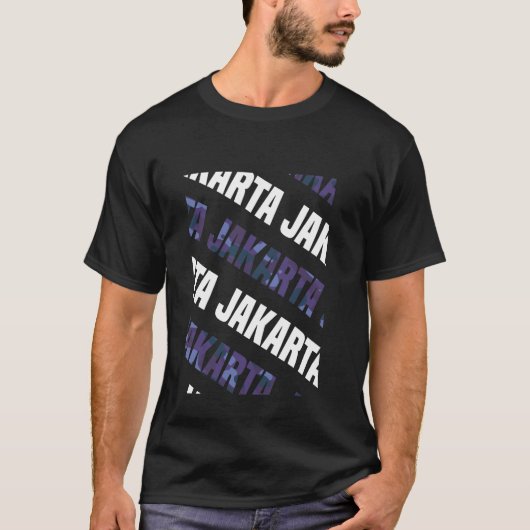 ジャカルタ迷彩柄パターンパープルカモフラージュ Tシャツ (正面)