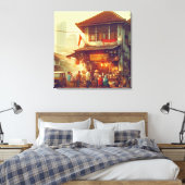 ジャカルタ通りコーヒーショップ キャンバスプリント (インサイチュ (寝室))