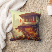 ジャカルタ通りコーヒーショップ クッション (ブランケット)