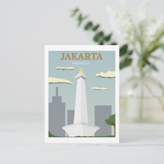 ジャカルタ、インドネシアヴィンテージレトロ旅行 ポストカード (スタンド正面)