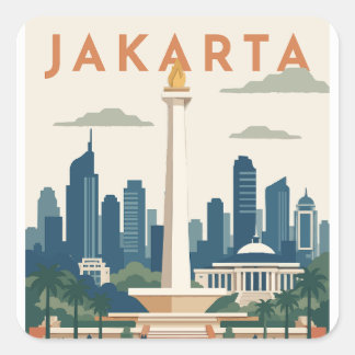 ジャカルタ インドネシア旅行ポスター スクエアシール