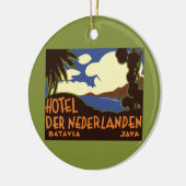 ジャカルタ インドネシア ヴィンテージ トラベル ポスター オランダ ホテル ネーデルランデン セラミックオーナメント (左)