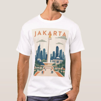 ジャカルタ インドネシア 旅行ポスター Tシャツ