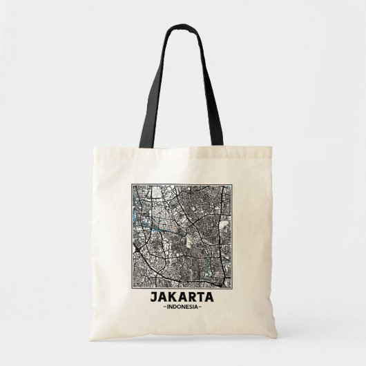 ジャカルタ インドネシア 都市地図 トートバッグ (正面)