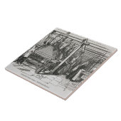 ジャカード力織機(版木、銅版、版画) タイル (側面)