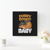 ジャガイモおもしろい付きペット用ハムスター スクエア壁時計 (ホーム)