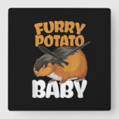 ジャガイモおもしろい付きペット用ハムスター スクエア壁時計 (正面)