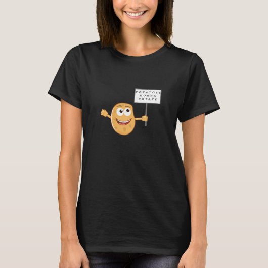 ジャガイモがジャガれる?野菜の洒落でほんわか笑い Tシャツ (正面)