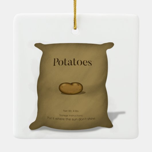 ジャガイモのおもしろい保管方法素朴 セラミックオーナメント (裏面)