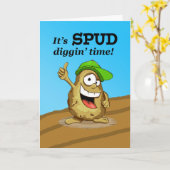 ジャガイモの収穫期、スパッド·ディギンの時期 カード (黄色い花)