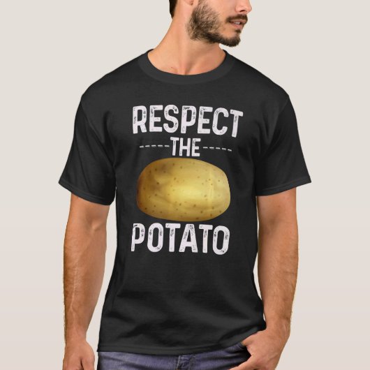 ジャガイモの根のおもしろい野菜ジャガイモVを尊重 Tシャツ (正面)