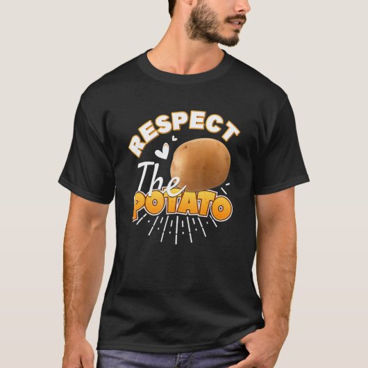 ジャガイモの根の野菜ポテトプリンを尊重する Tシャツ (正面)