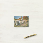 ジャガイモを掘る女性 ポストイット (デスク上)