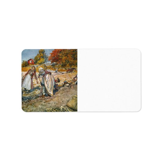 ジャガイモを掘る女性 ラベル (正面)